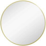 HOMCOM Espelho Casa de Banho Redondo Ø60 cm Espelho de Parede com Estrutura de Alumínio e Gancho para Sala Entrada Corredor Dourado | Aosom Portugal