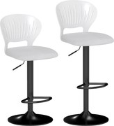 HOMCOM Conjunto de 2 Bancos Altos de Cozinha Giratórios a 360° Reguláveis em Altura de 84-105 cm 40,5x43x84-105 cm Branco | Aosom Portugal
