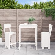 3 pcs conjunto de bar para jardim pinho maciço branco