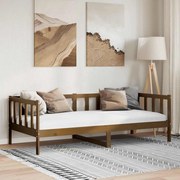 Sofá-cama 90x200 cm madeira de pinho maciça castanho mel