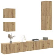 vidaXL Conjunto de armário TV parede 5 pcs madeira carvalho artisiano