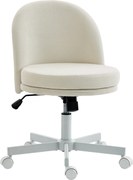 HOMCOM Cadeira de escritório para casa com ajuste de altura, função de balanço, cadeira giratória com rodas, creme branco | Aosom Portugal