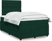 vidaXL Cama boxspring com colchão 120x190 cm veludo verde-escuro