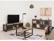 Conjunto de Mobiliário de Sala de Estar Cosmo – Pinho Atlântico/Preto