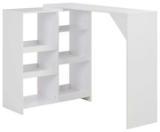 Mesa de bar com prateleira movível branco 138x39x110 cm