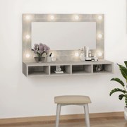 Toucador Natalie de Parede com Luzes LED - Cinzento Cimento - Design M