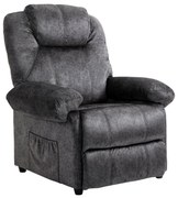 Poltrona Relax Reclinável Poltrona para Sala de Estar com Apoio para os Pés Retrátil Encosto Alto Bolso Lateral Acolchoado Grosso 96x91x108cm Preto