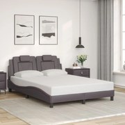 Estrutura cama c/ cabeceira 140x200cm couro artificial cinzento