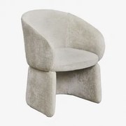 Cadeira De Jantar Com Braços Estofada Em Tecido Chenille Vasilis Chenille Beige Creme - Sklum