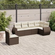 vidaXL 6 pcs conjunto de sofás jardim c/ almofadões vime PE castanho