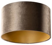 Abajur de Veludo Castanho com Interior Dourado 35/35/20