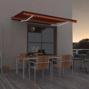 Toldo retrátil manual com LED 450x350 cm laranja e castanho