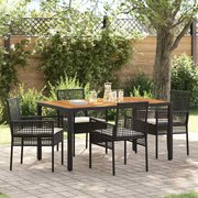 vidaXL Conjunto de Jantar de Jardim com 5 Peças e Almofadas Pretas em Polyrattan