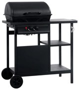 vidaXL Grelhador/BBQ a gás com mesa de apoio 3 prateleiras preto