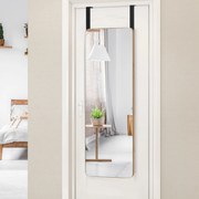 Espelho de corpo inteiro montado na parede em bambu com 2 ganchos para corredor, sala, quarto 100 x 35 cm Natural