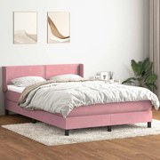 vidaXL Cama com molas/colchão 160x220 cm veludo rosa