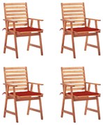 vidaXL Cadeiras de jantar p/ jardim 4 pcs c/ almofadões acácia maciça