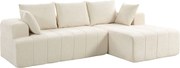 HOMCOM Sofá de Canto 256 cm com Chaise-longue Sofá-cama 3 Lugares em Chenille Formato em L Assento e Apoios de Braço Largos Bege | Aosom Portugal