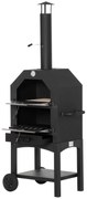 Outsunny Forno de Pizza Exterior com 2 Camadas Forno a Lenha com Rodas