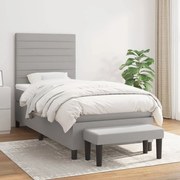 vidaXL Cama com molas/colchão 80x200 cm tecido cinza-claro
