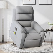 vidaXL Poltrona elétrica reclinável massagens tecido cinzento-claro