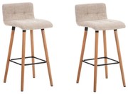 Conjunto de 2 bancos de bar Lincoln em tecido e com estrutura em Cor Natural 42 x 94 x 49 cm Creme