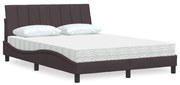 vidaXL Cama com colchão 120x200 cm tecido castanho-escuro