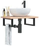 vidaXL Prateleira de parede p/ lavatório aço/madeira carvalho maciça