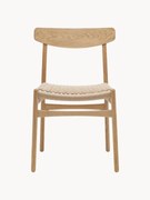 Cadeira de madeira com assento entrançado à mão CH23