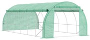 Outsunny Estufa de Túnel de Jardim de Exterior 597x300x200 cm com Porta Lateriais e Janelas Cobertura de PE 140g/m² e Metal Verde | Aosom Portugal