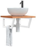 vidaXL Prateleira de parede p/ lavatório aço/madeira de faia maciça