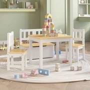 vidaXL 4 pcs conjunto mesa e cadeiras infantil MDF branco e bege