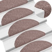 vidaXL Tapetes de escada autoadesivos 5 peças 65x21x4 cm marrom claro semicircular grande