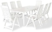 Conjunto de jantar para exterior 9 pcs plástico branco