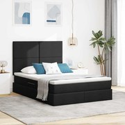 vidaXL Cama com arrumação e LED Preto 140 x 190 cm Poliéster