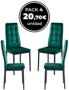 Pack 4 Cadeiras Lan Veludo - Verde