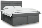 vidaXL Cama com molas/colchão 180x200 cm tecido cinzento-escuro