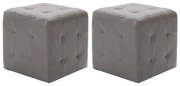 vidaXL Pufe 2 pcs 30x30x30 cm couro artificial cinzento