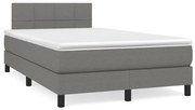 Cama boxspring com colchão 120x190 cm tecido cinzento-escuro