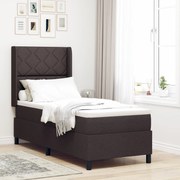 Cama Box Spring vidaXL com Colchão e LED Marrom Escuro 90x190 cm Tecid