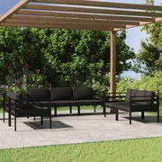 7 pcs conjunto lounge jardim com almofadões alumínio antracite