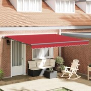 vidaXL Toldo Vermelho Manual Vermelho 400 × 300 cm Poliéster