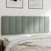 Almofadão de cabeceira 140 cm veludo cinzento-claro