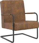 vidaXL Cadeira cantilever tecido castanho