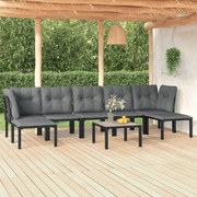 8 pcs conjunto lounge de jardim vime PE preto e cinzento