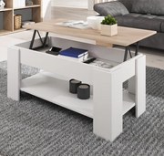 Mesa de Centro Elevatória Nina com Compartimento Oculto– Branco e Carv