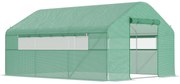 Outsunny Estufa tipo Túnel 4x3x2 m Estufa de Exterior com 2 Janelas Cobertura PE Anti UV e 1 Porta de Enrolar com Fecho de Correr Estufa para Jardim Pátio Verde | Aosom Portugal