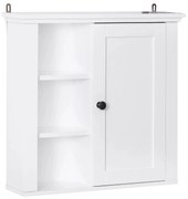 HOMCOM Armário de Banheiro 3 Níveis Abertos 1 Porta Espaço de Armazenamento 53x14,5x50,5 cm Design Elegante Branco | Aosom Portugal