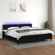 vidaXL Cama box spring c/ colchão e LED 200x200 cm tecido preto