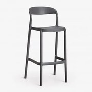 Pack De 4 Bancos Altos Empilháveis Em Polipropileno Brenza Cinza Grafito & ↑75 Cm - Sklum